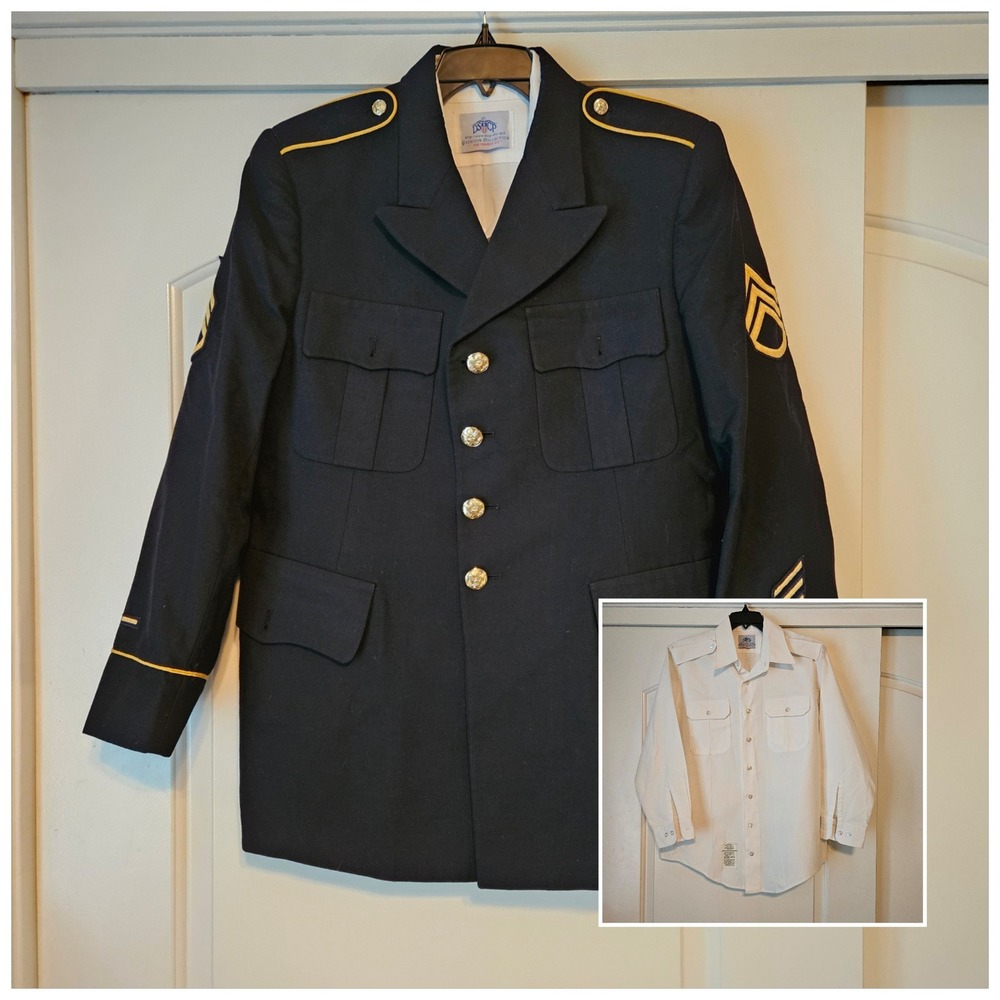 Men's Military Field Dress Jacket in Navy with Gold Piping